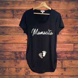 5 for $25🔥Ruby & Lace "Mamacita" Maternity Black‎ Short Sleeve T-Shirt Large